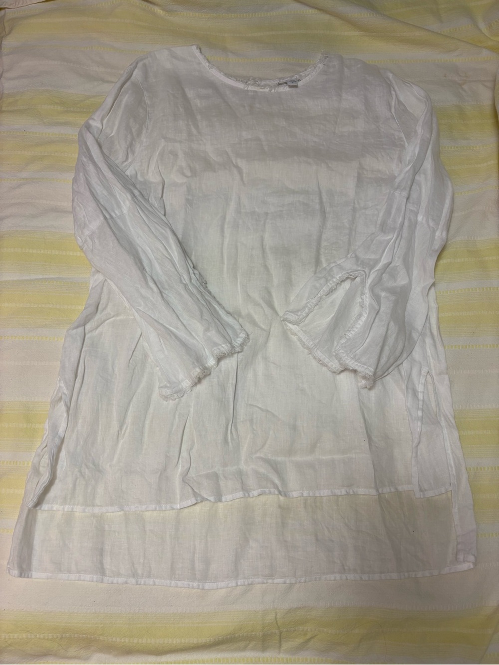 J.Jill White Long Sleeve Linen Tunic Sz XL